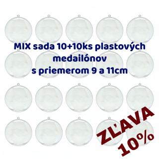 MIX Sada 10+10ks - Plastový medailón 9cm a 11cm (2 dielna)